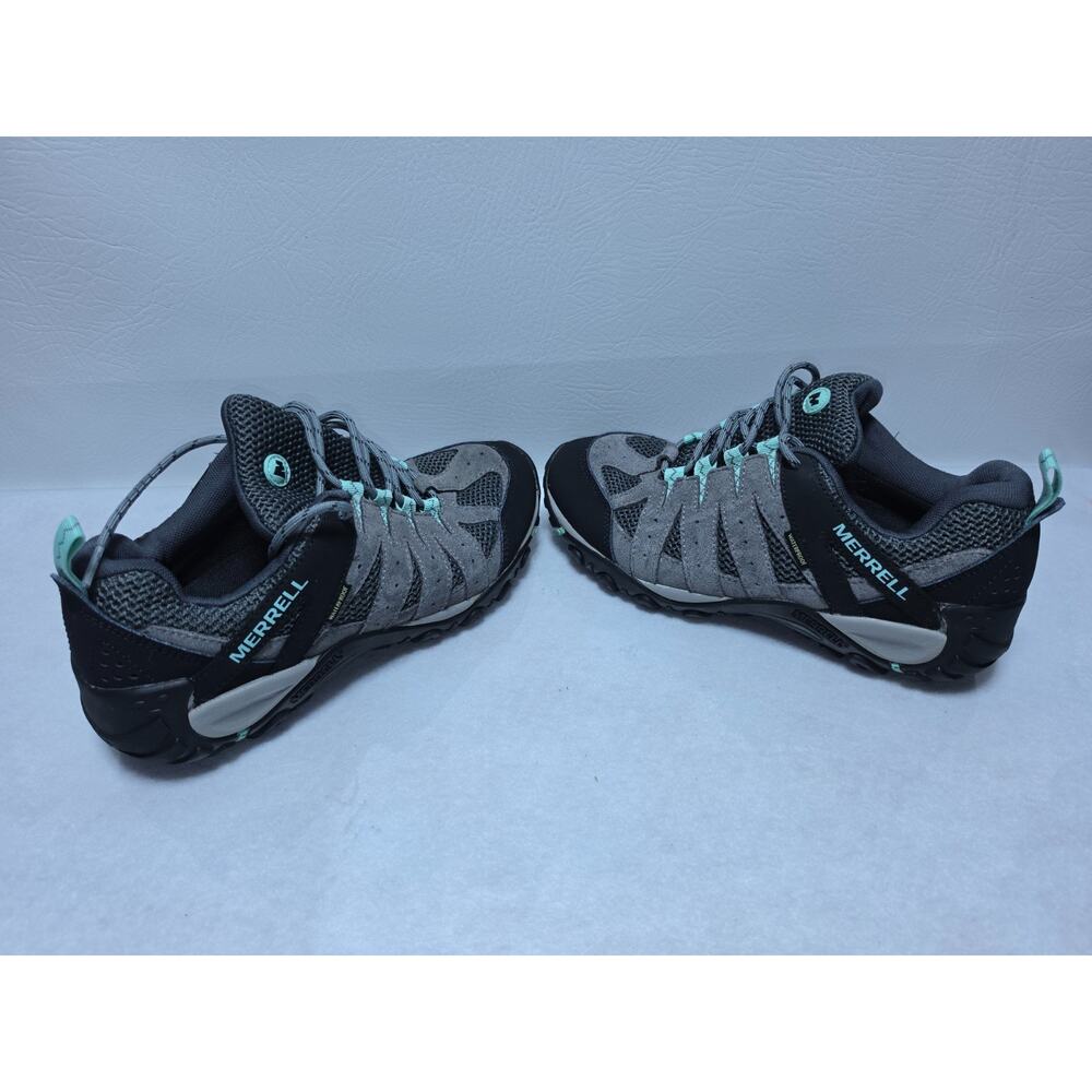 Merrell Women’s 8 Trail Hiking Shoes Gray Mint Suede Mesh J034502 Waterproof - Picture 5 of 6